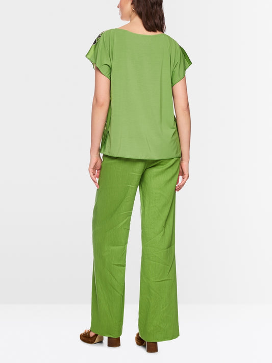 Marc Cain Ecru Blouse-Style Top with Hibiscus Print AC55.24 J56