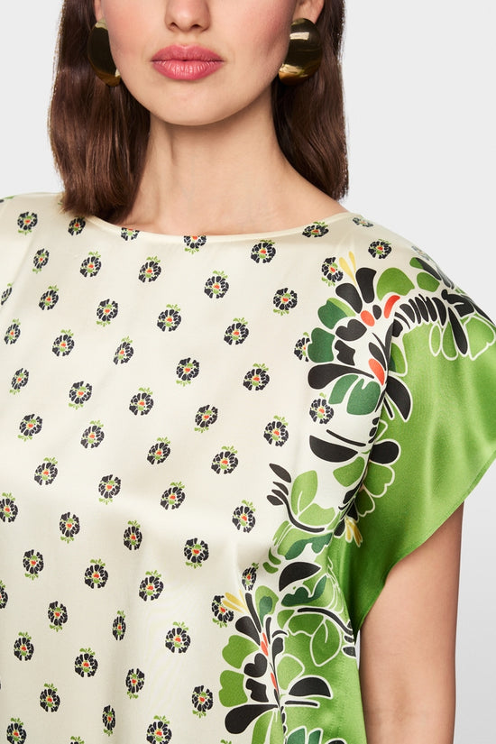 Marc Cain Ecru Blouse-Style Top with Hibiscus Print 