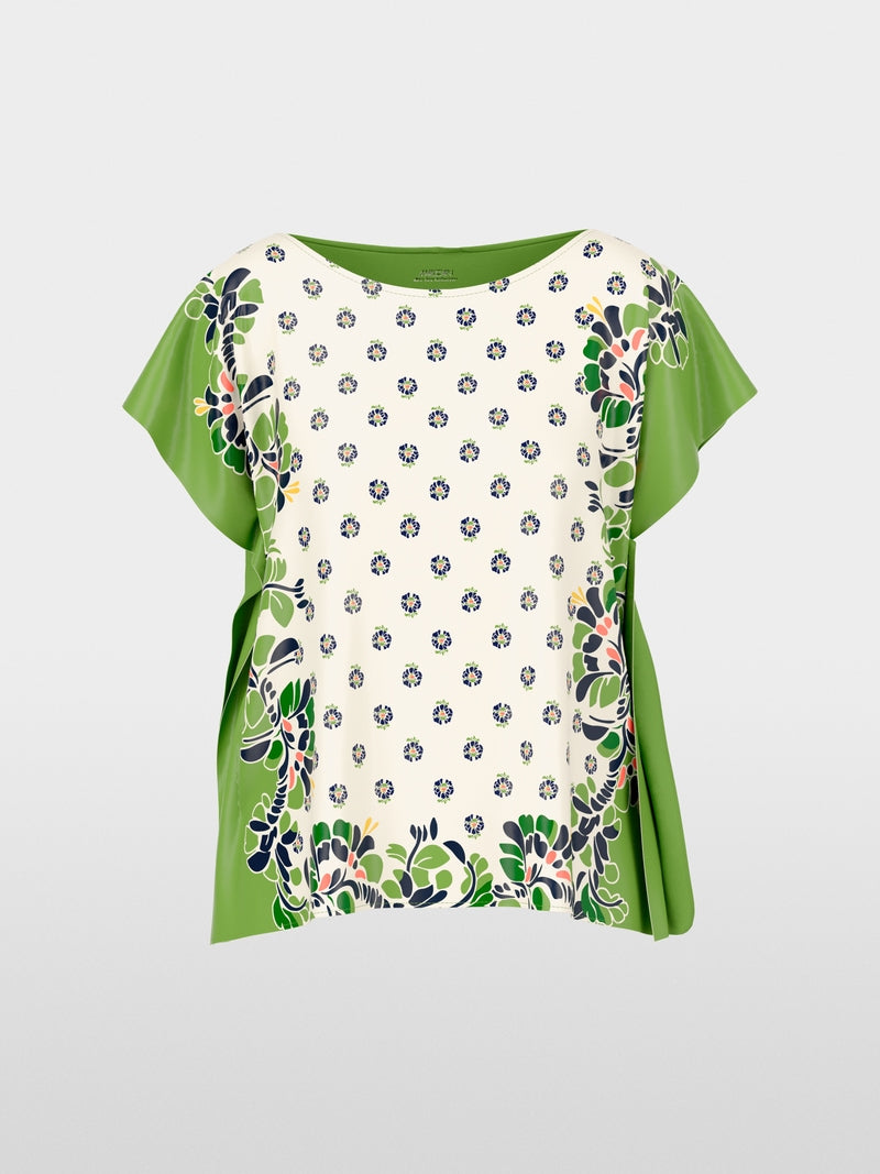 Marc Cain Ecru Blouse-Style Top with Hibiscus Print 