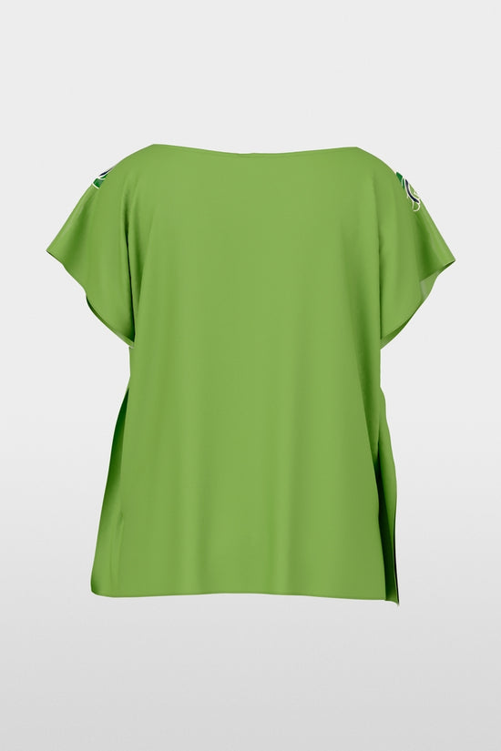 Marc Cain Ecru Blouse-Style Top with Hibiscus Print 