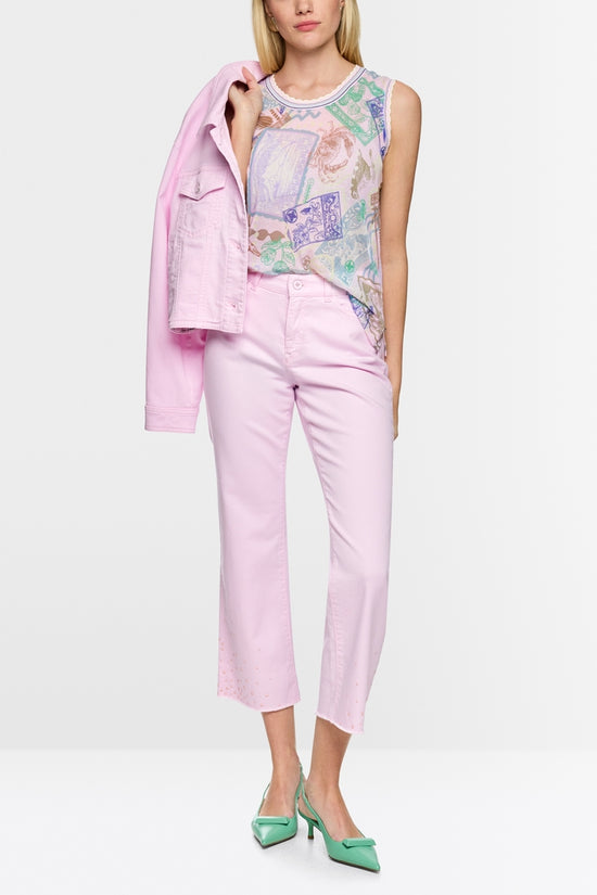 Marc Cain Pink Sleeveless knitted top with stamp print