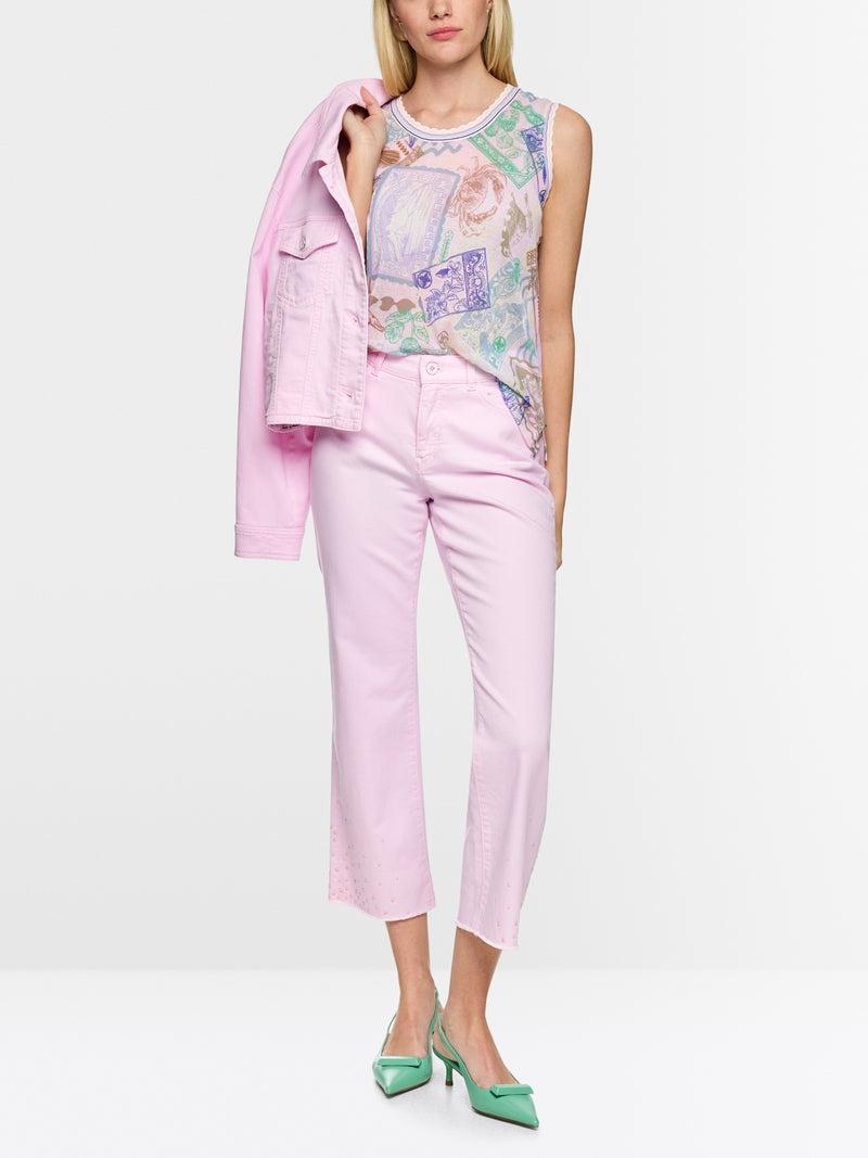 Marc Cain Pink Sleeveless knitted top with stamp print