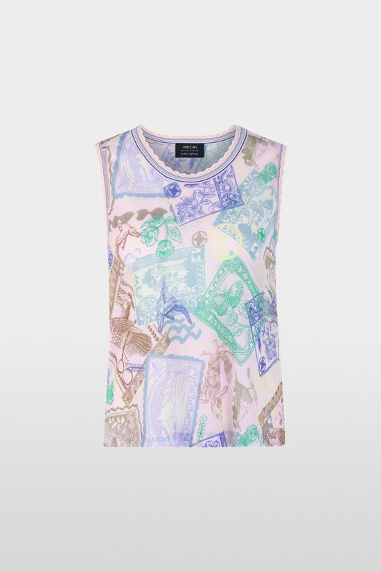 Marc Cain Pink Sleeveless knitted top with stamp print