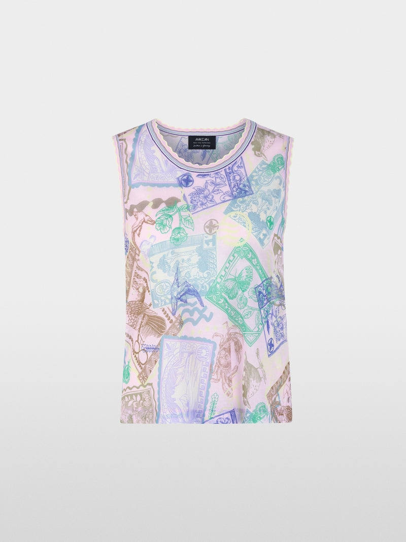 Marc Cain Pink Sleeveless knitted top with stamp print