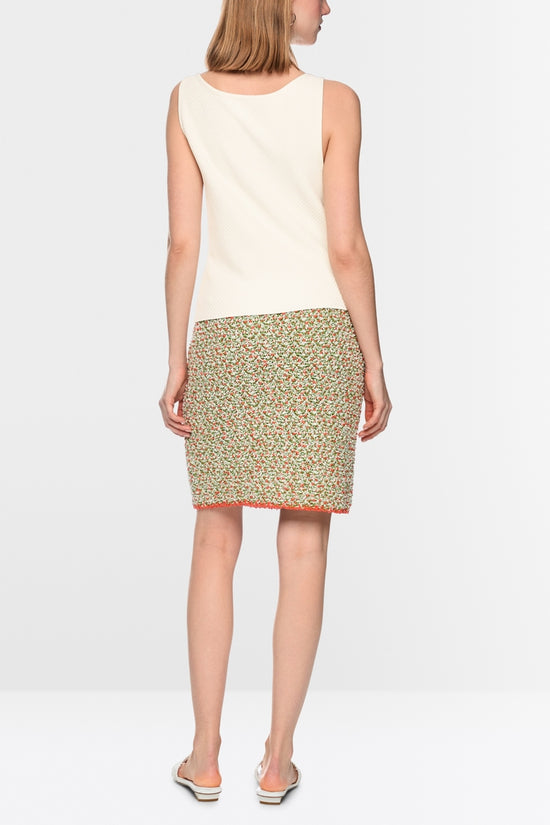 Marc Cain Ecru Fine Textured Sleeveless V Neck Top