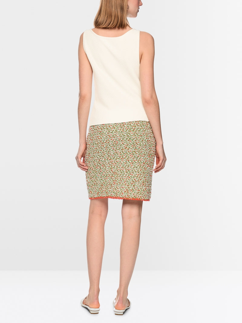 Marc Cain Ecru Fine Textured Sleeveless V Neck Top