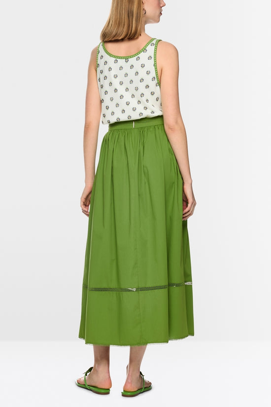 Marc Cain Green Flared Maxi Skirt with Lace