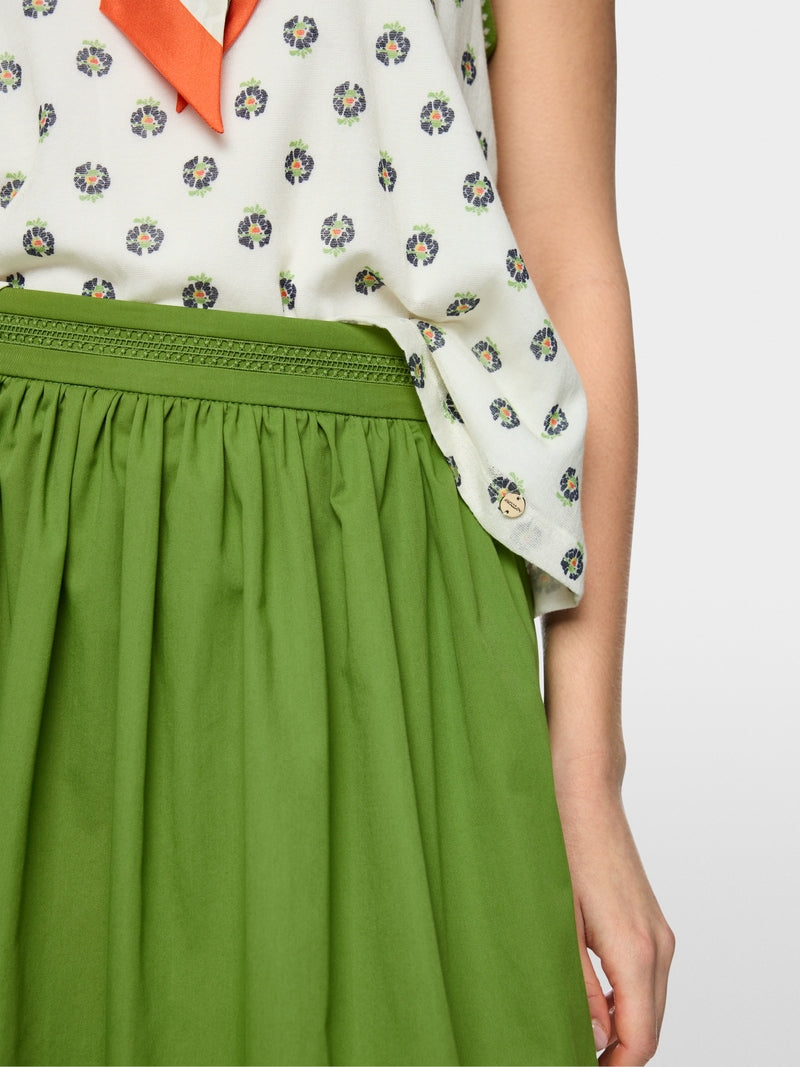 Marc Cain Green Flared Maxi Skirt with Lace