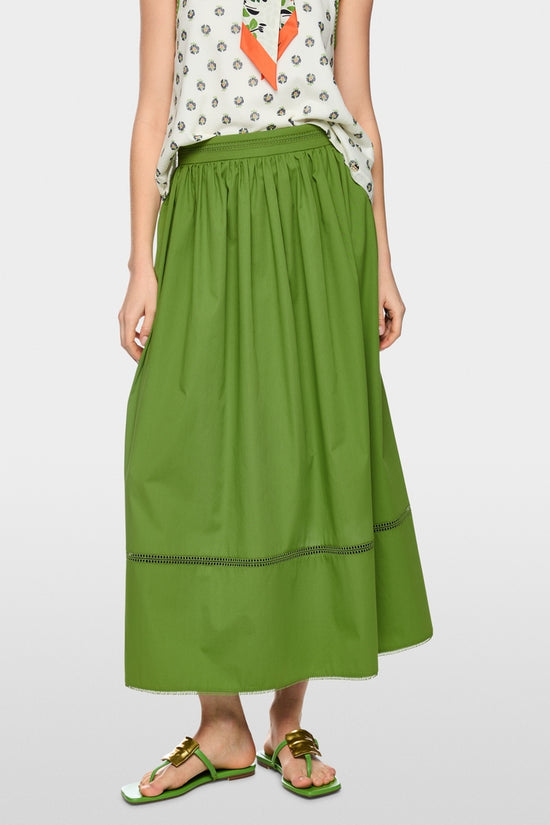 Marc Cain Green Flared Maxi Skirt with Lace