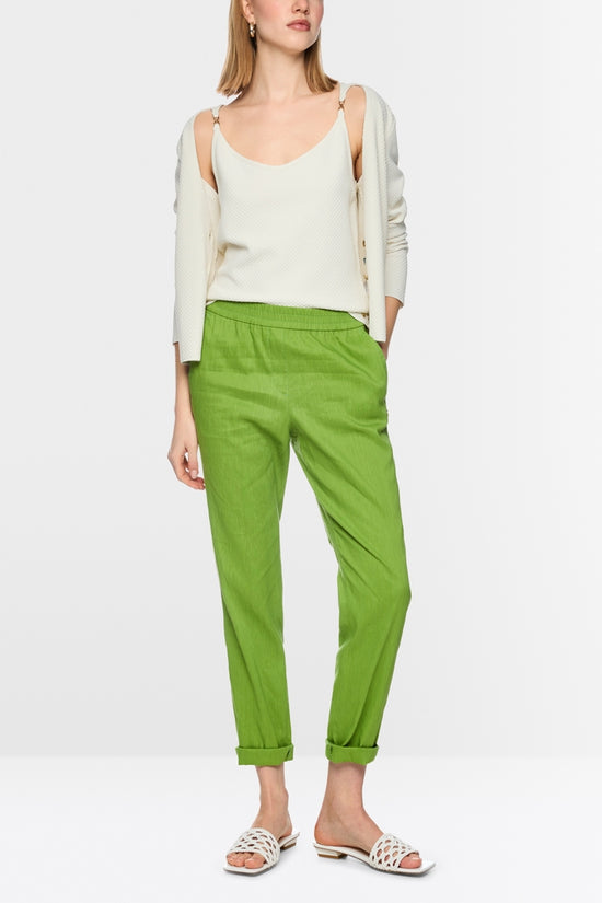 Marc Cain Green Rhodos Linen Blend Relaxed Fit Trousers