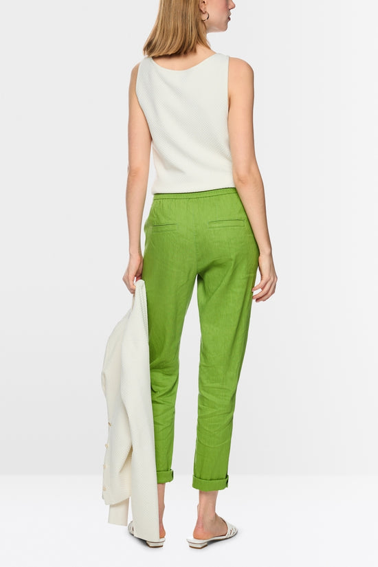 Marc Cain Green Rhodos Linen Blend Relaxed Fit Trousers