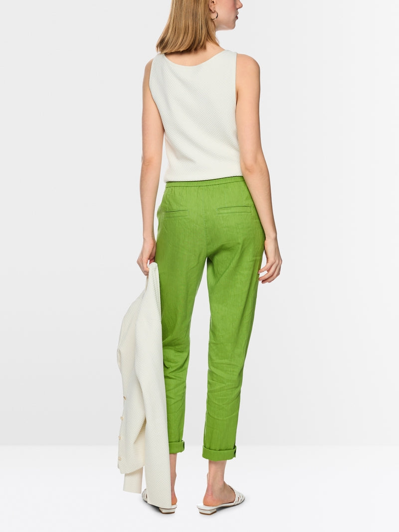Marc Cain Green Rhodos Linen Blend Relaxed Fit Trousers