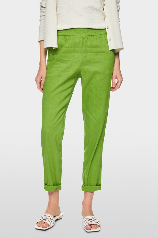 Marc Cain Green Rhodos Linen Blend Relaxed Fit Trousers