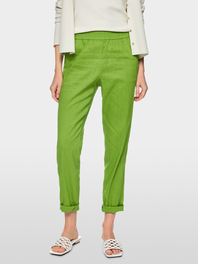 Marc Cain Green Rhodos Linen Blend Relaxed Fit Trousers