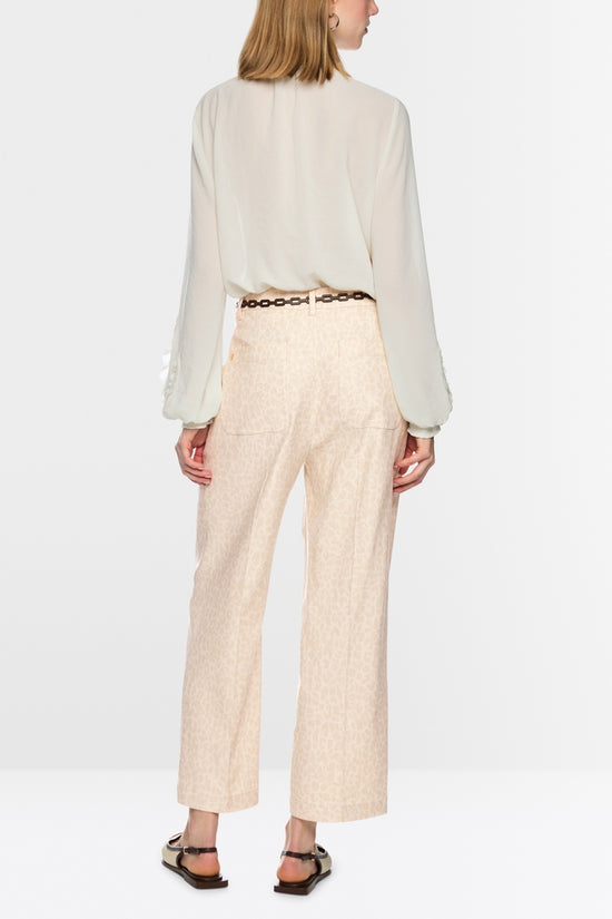 Marc Cain Wasco Wide Fit Ecru leopard Print Trousers