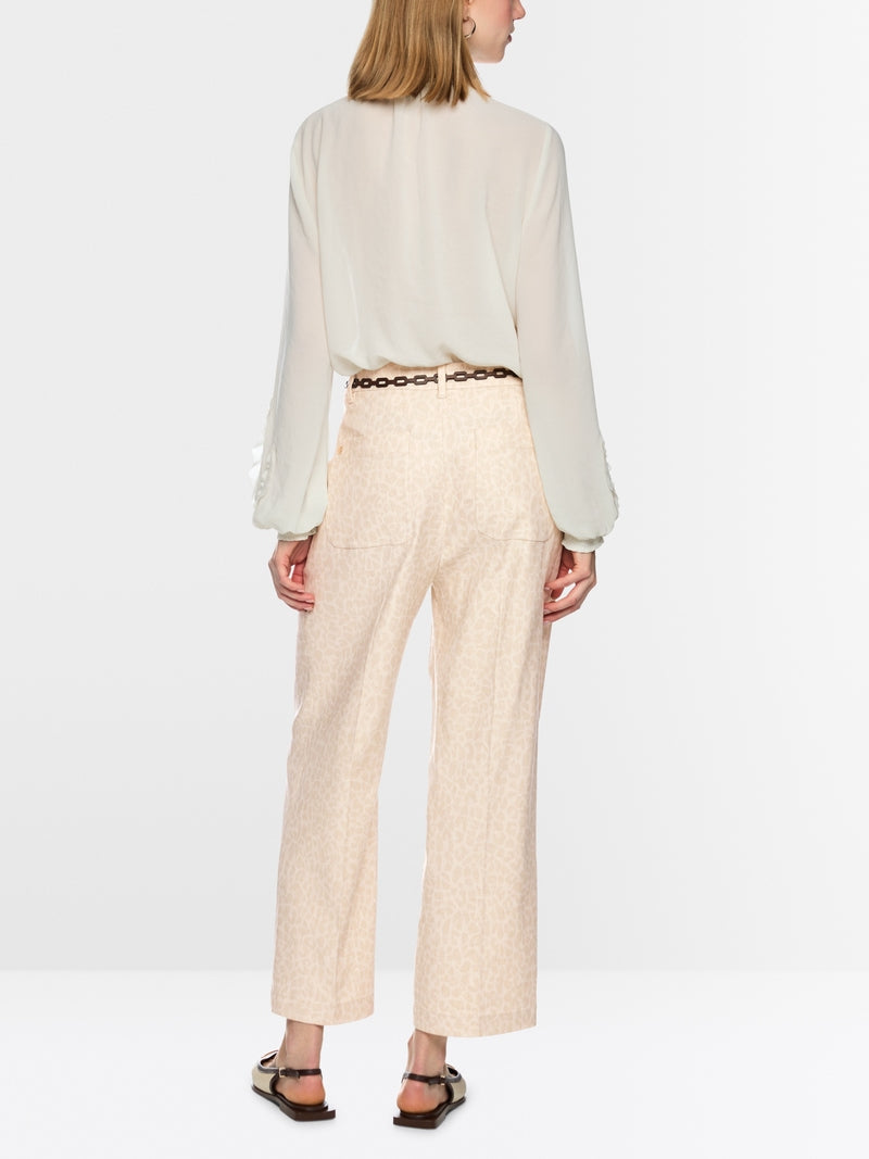 Marc Cain Wasco Wide Fit Ecru leopard Print Trousers