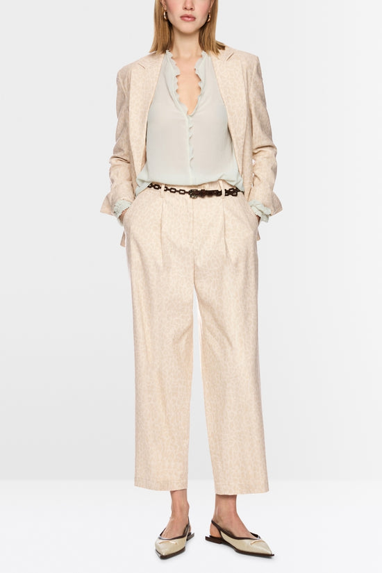Marc Cain Wasco Wide Fit Ecru leopard Print Trousers