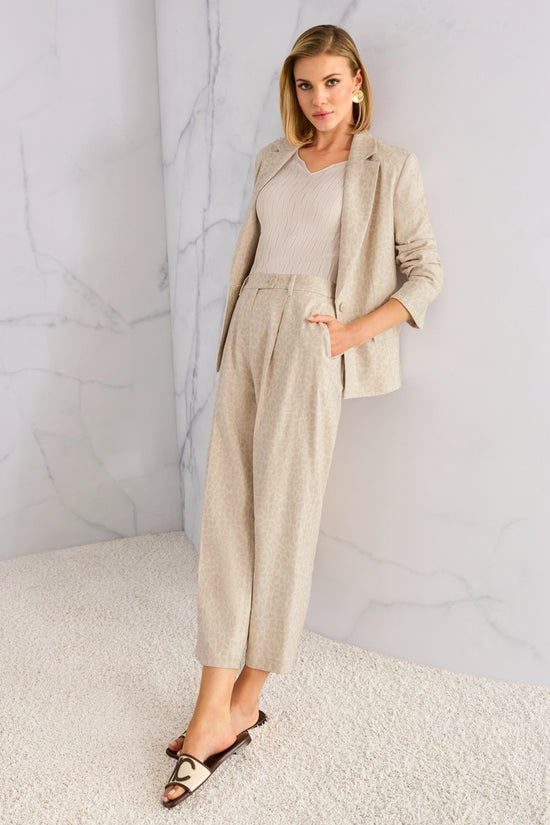 Marc Cain Wasco Wide Fit Ecru leopard Print Trousers