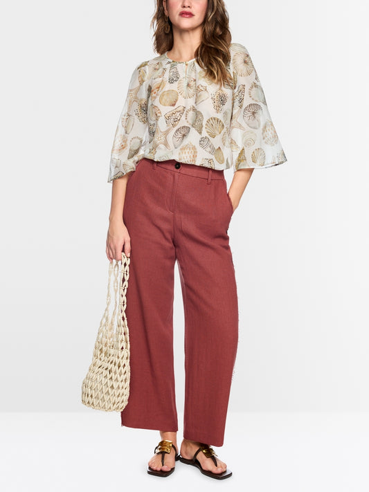 Marc Cain Etruscan Red WUKARI linen-viscose blend trousers AC81.75 W62