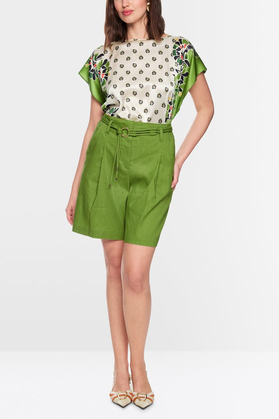 Marc Cain Green Warangal Linen Blend Shorts