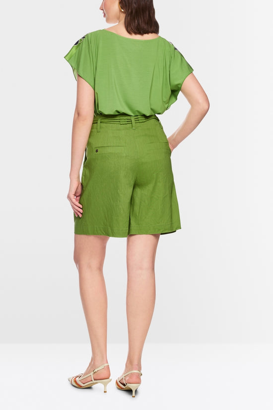 Marc Cain Green Warangal Linen Blend Shorts