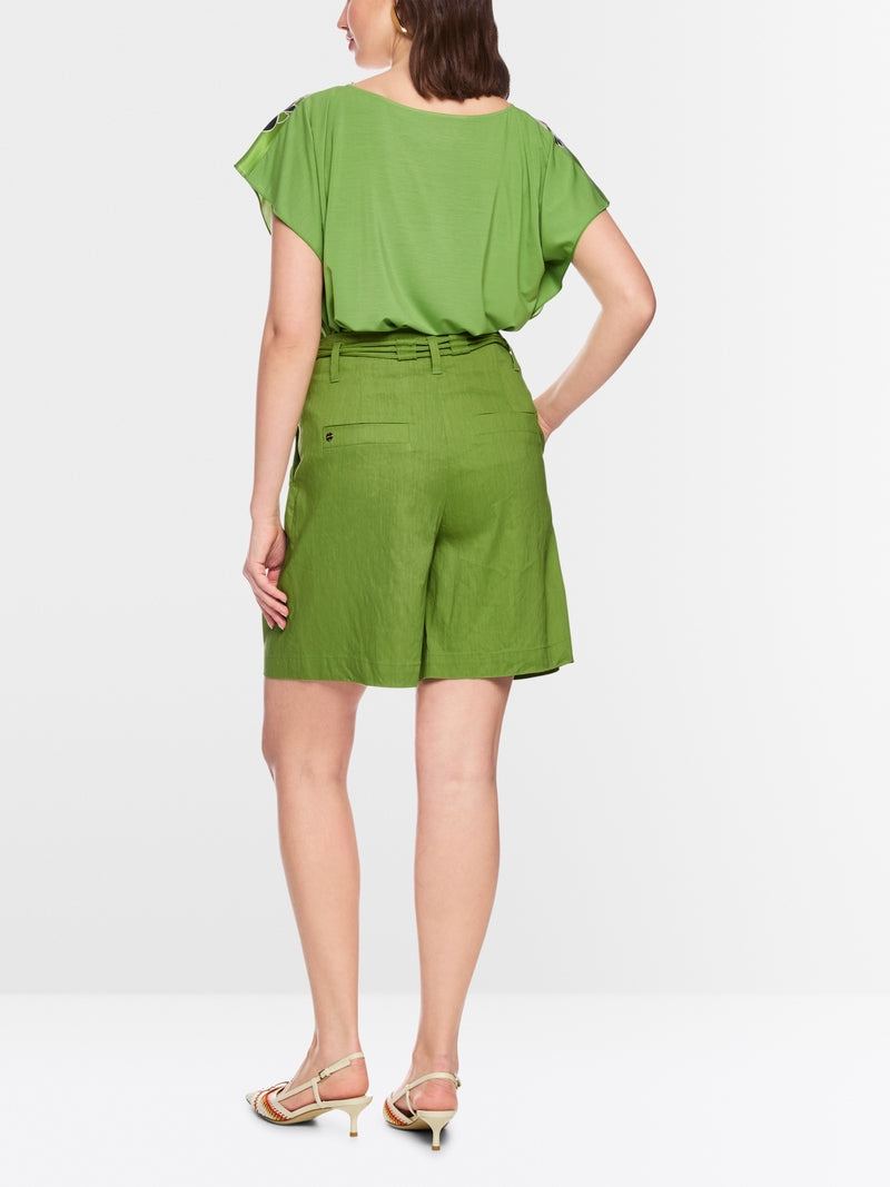Marc Cain Green Warangal Linen Blend Shorts
