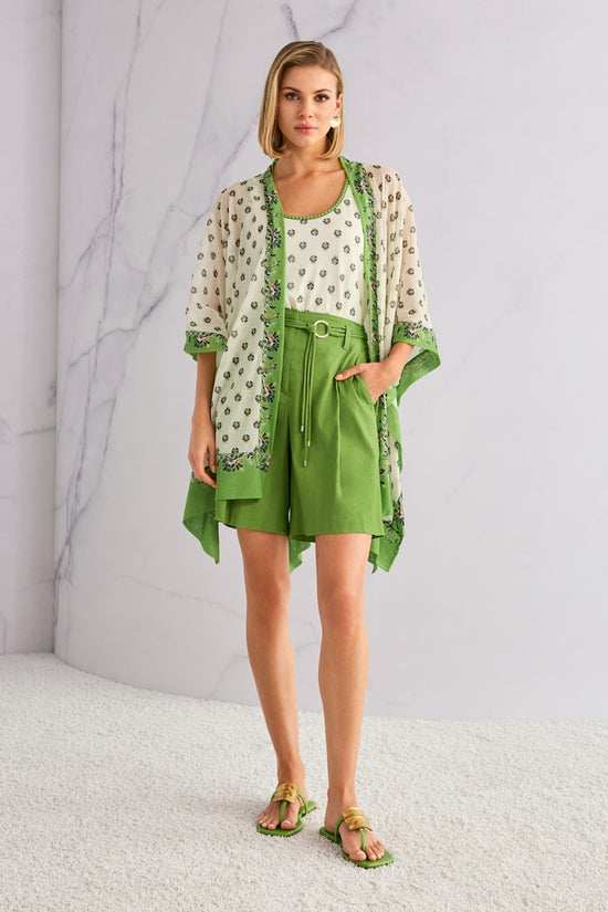 Marc Cain Green Warangal Linen Blend Shorts
