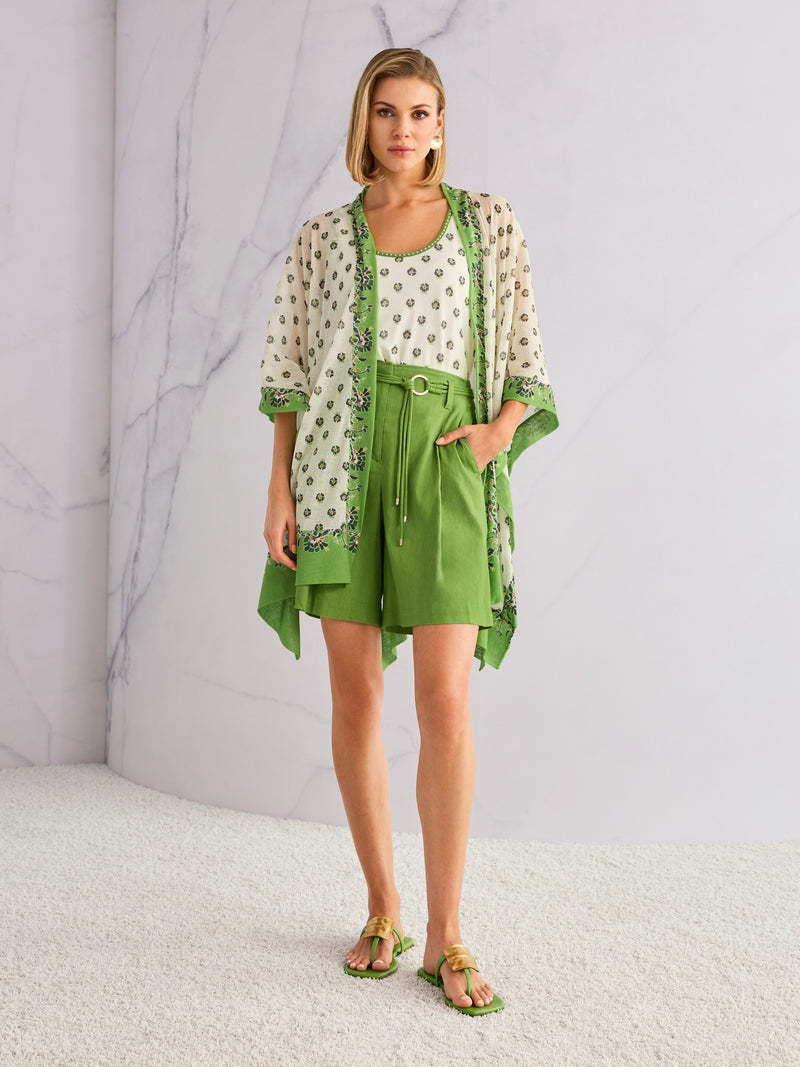 Marc Cain Green Warangal Linen Blend Shorts