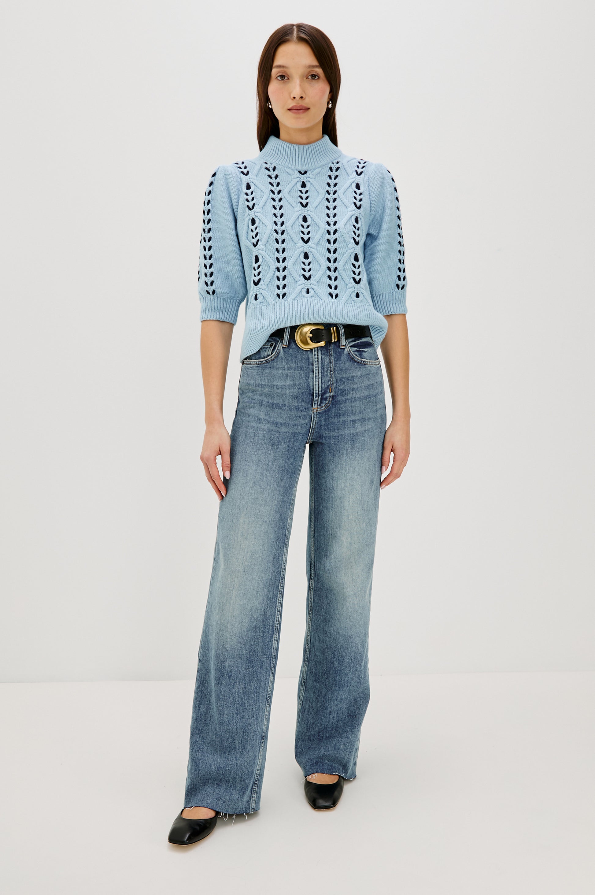 Rails short sleeve cable sweater Addy