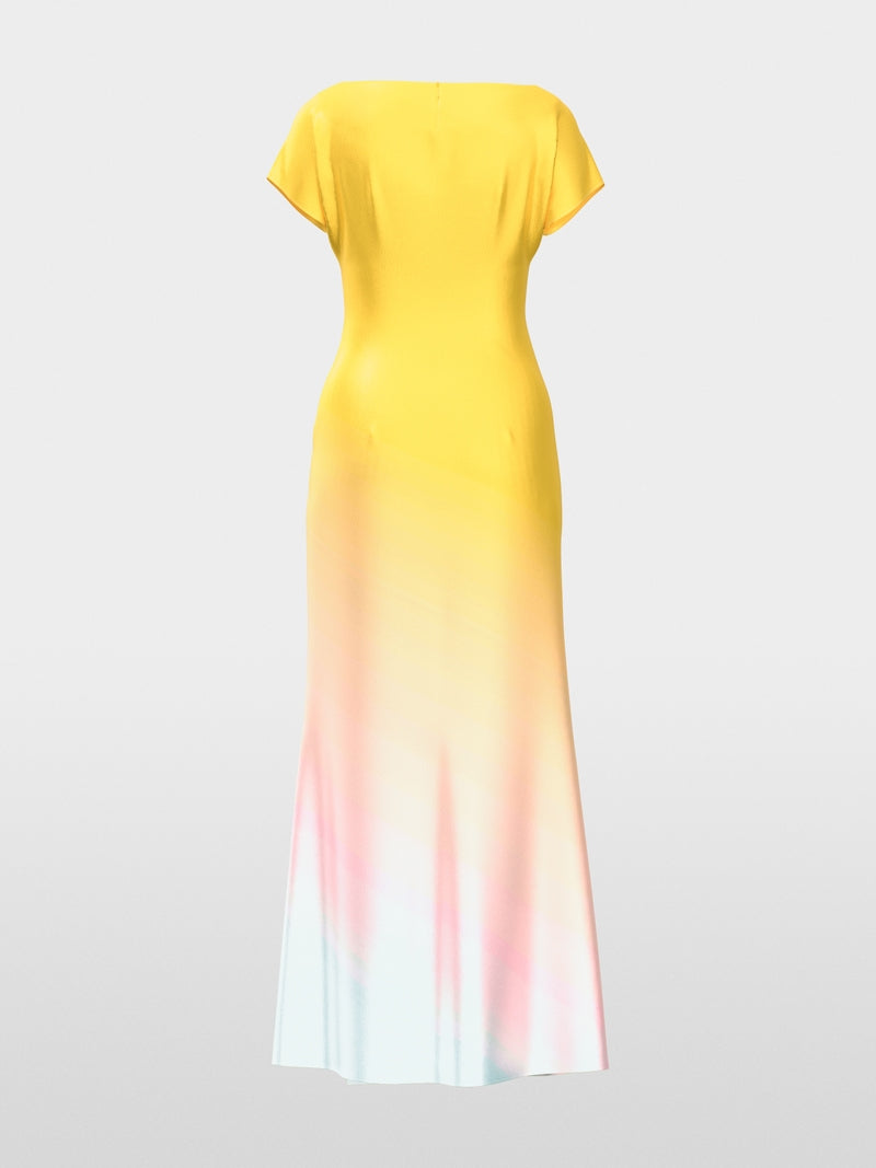 Marc Cain Pink & Yellow Short Sleeve Calla Lily Maxi Dress AG21.22 W10