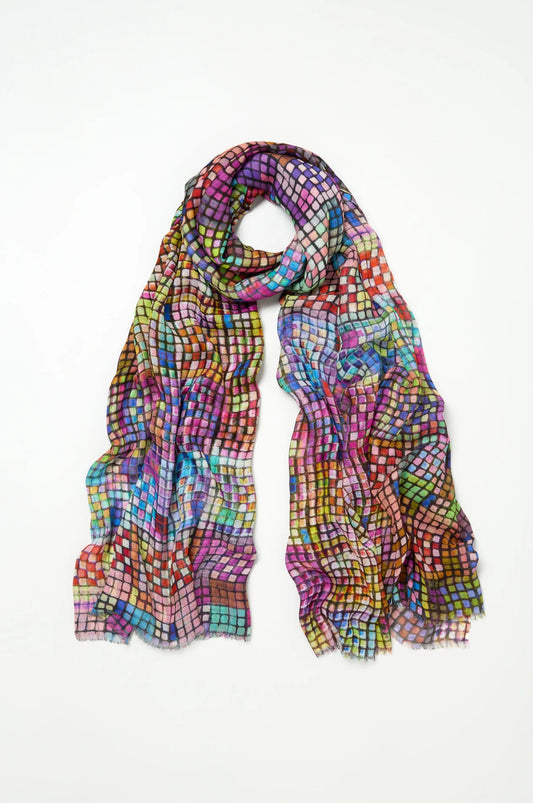 Sahara Multi-Coloured Glass Tiles Scarf AHA6761-CGT