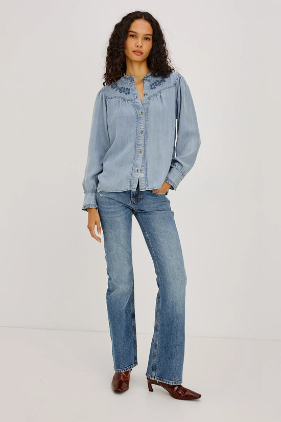 Rails Cloud Wash Ruffled Collar Tencel Denim Shirt