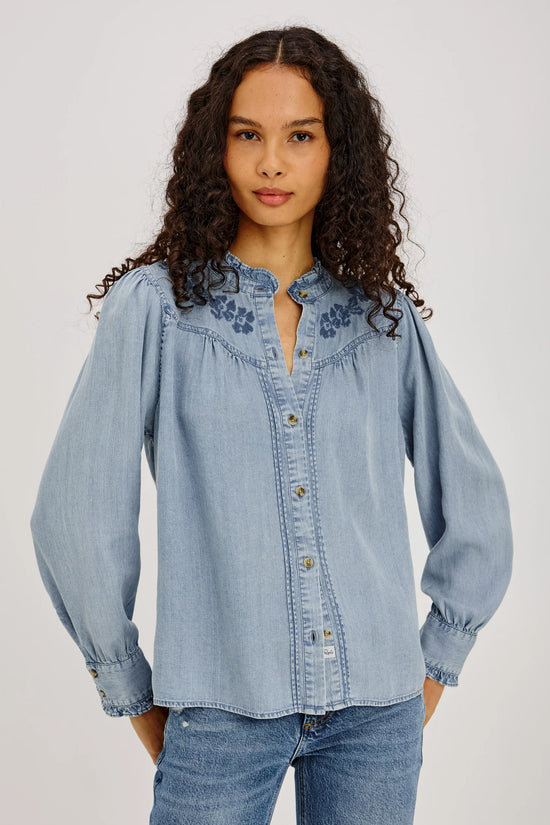 Rails Cloud Wash Ruffled Collar Tencel Denim Shirt