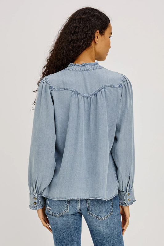 Rails Cloud Wash Ruffled Collar Tencel Denim Shirt