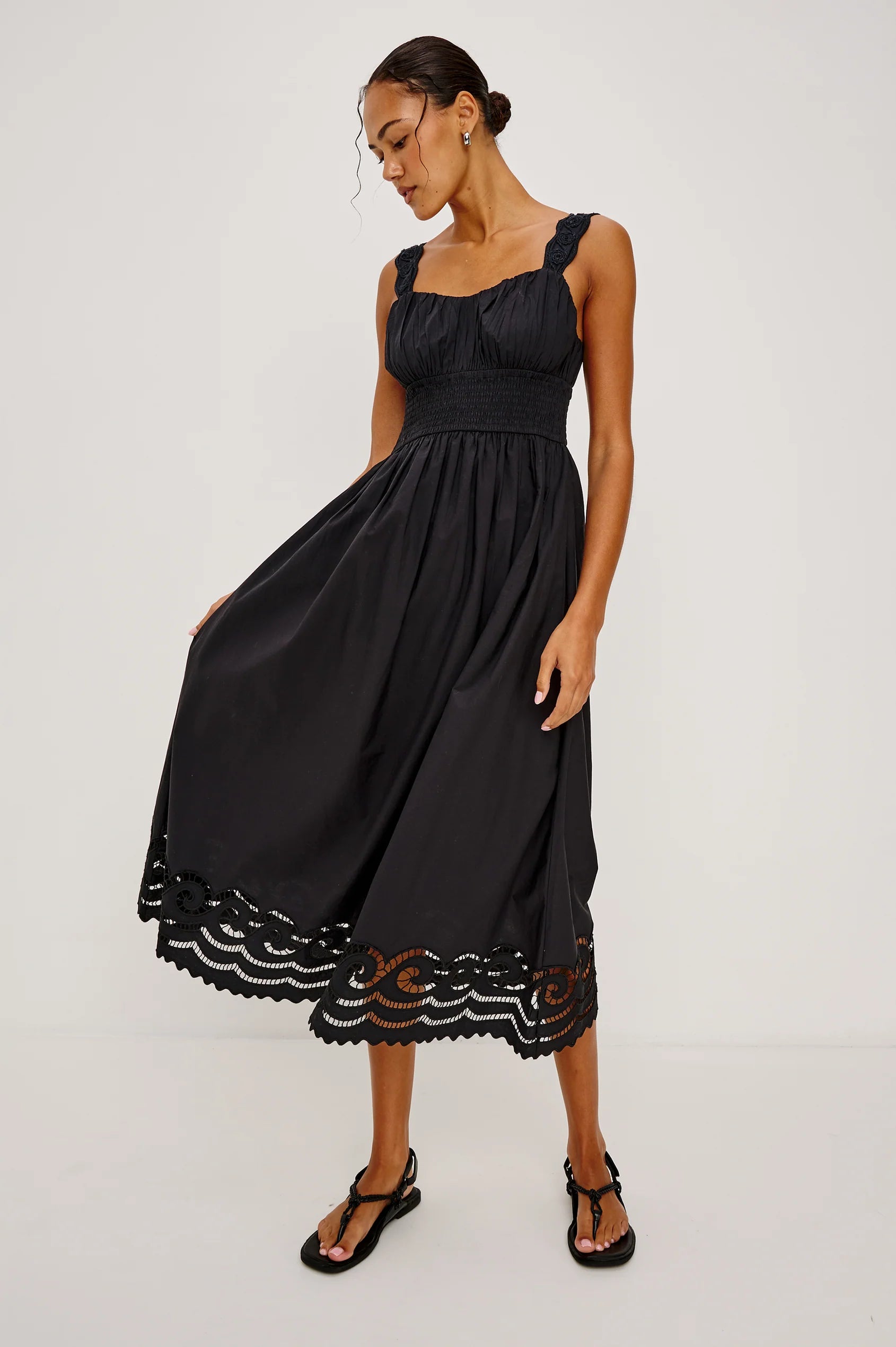 Rails Black Embroidered Sleeveless Maxi Dress Anadia