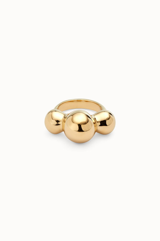Uno de 50 Gold Ring with Three Central Beads ANI0844