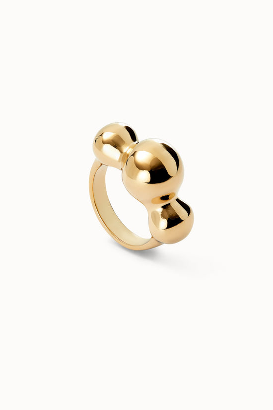 Uno de 50 Gold Ring with Three Central Beads ANI0844