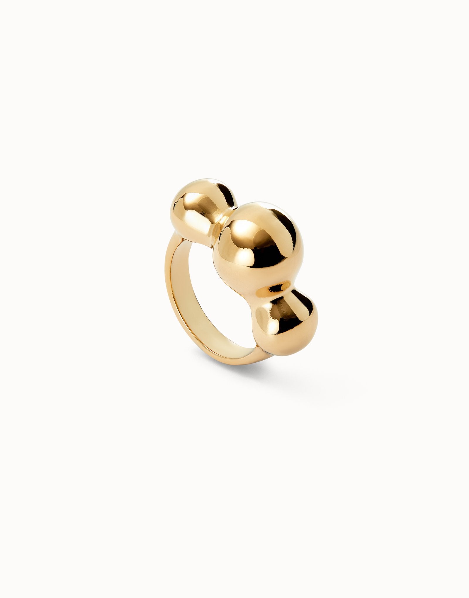 Uno de 50 Gold Ring with Three Central Beads ANI0844