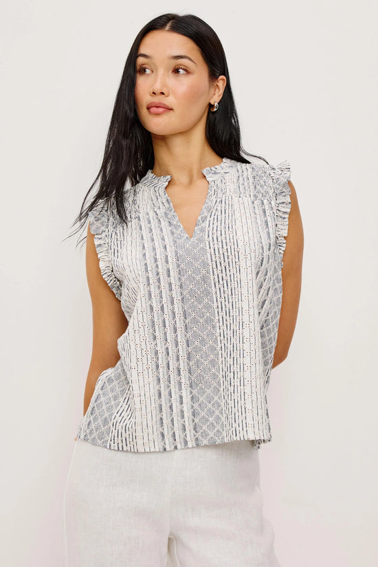 Rails Striped Linen Blend Sleeveless Top