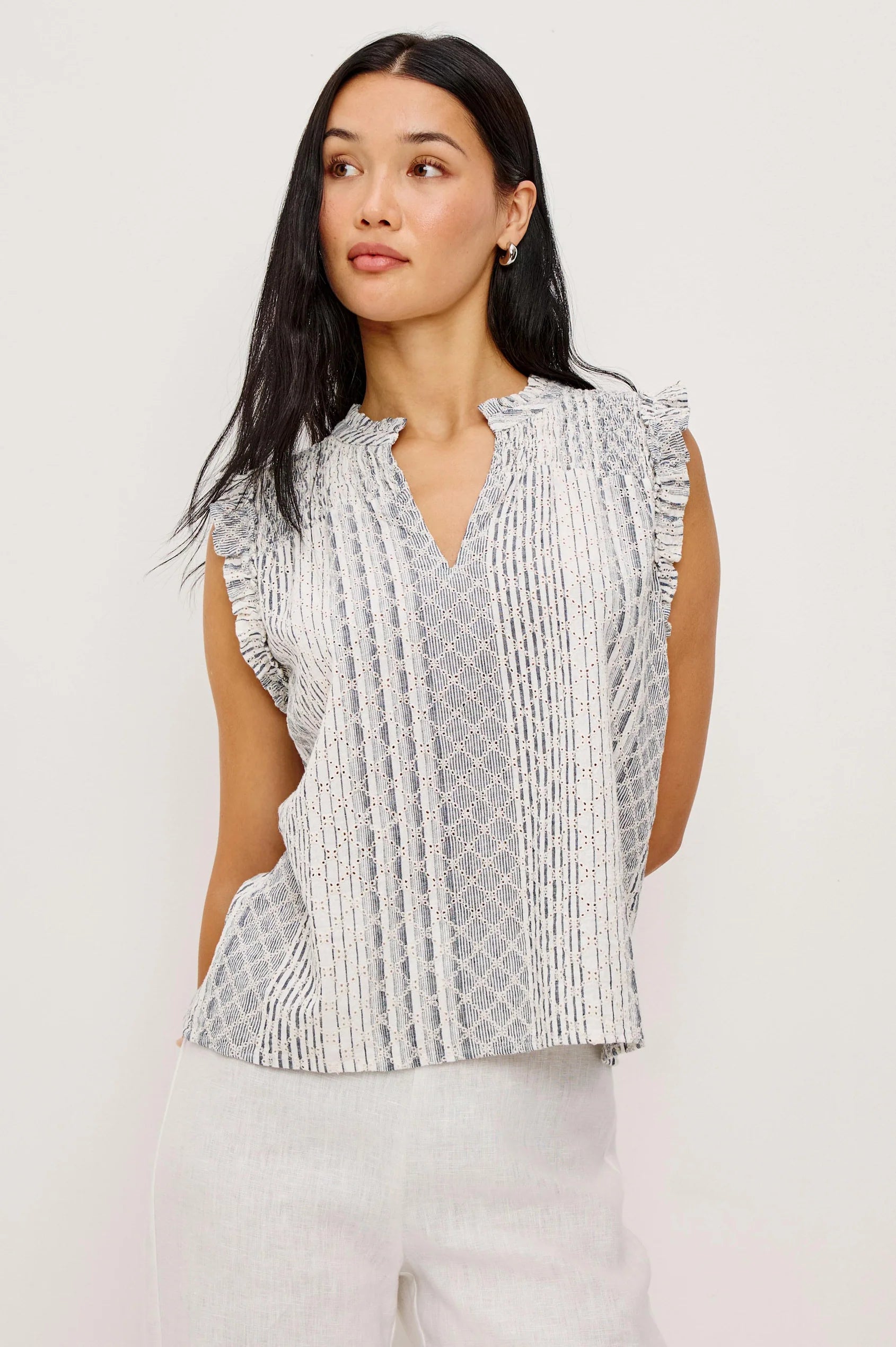 Rails Striped Linen Blend Sleeveless Top