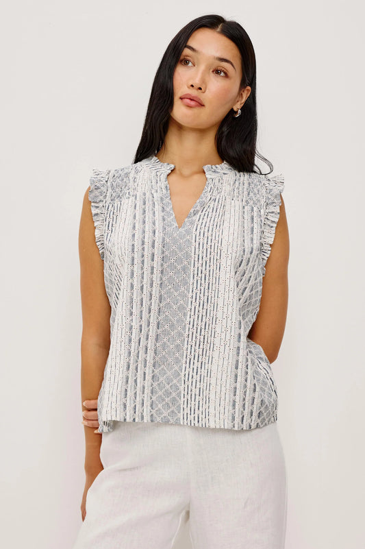 Rails Striped Linen Blend Sleeveless Top