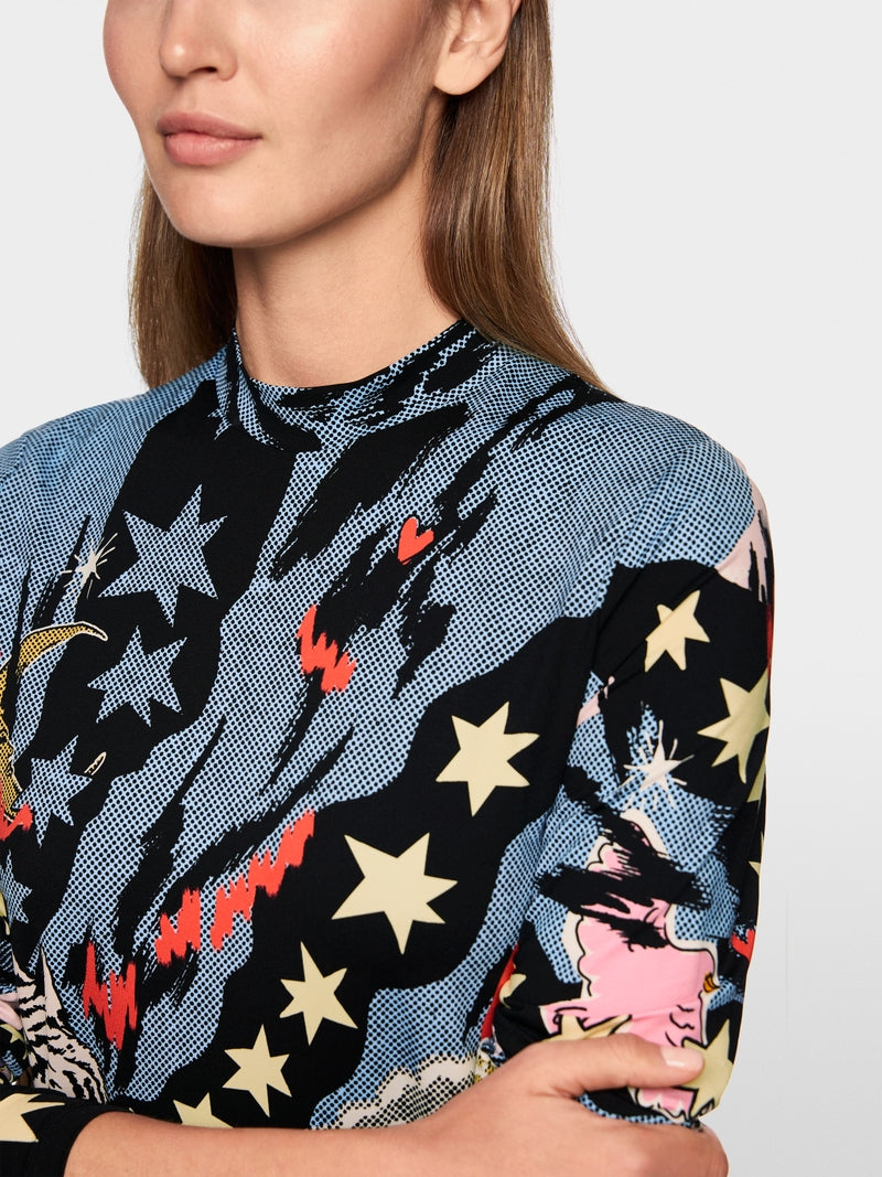 Marc Cain Sports Comic Print Figure-Hugging Dress AS21.07 J07