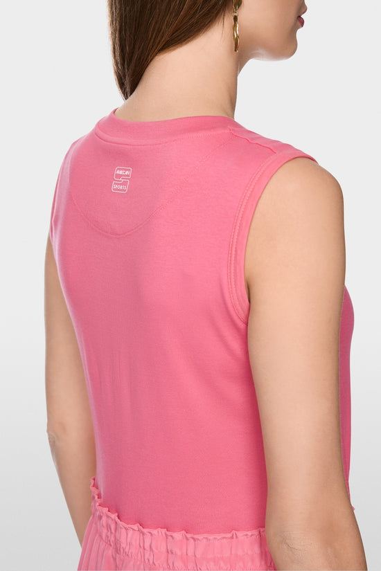 Marc Cain Sports Pink Sleeveless Midi Dress with Drawstring