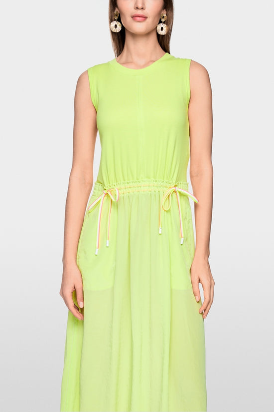 Marc Cain Lime Sleeveless Midi Dress with Drawstring