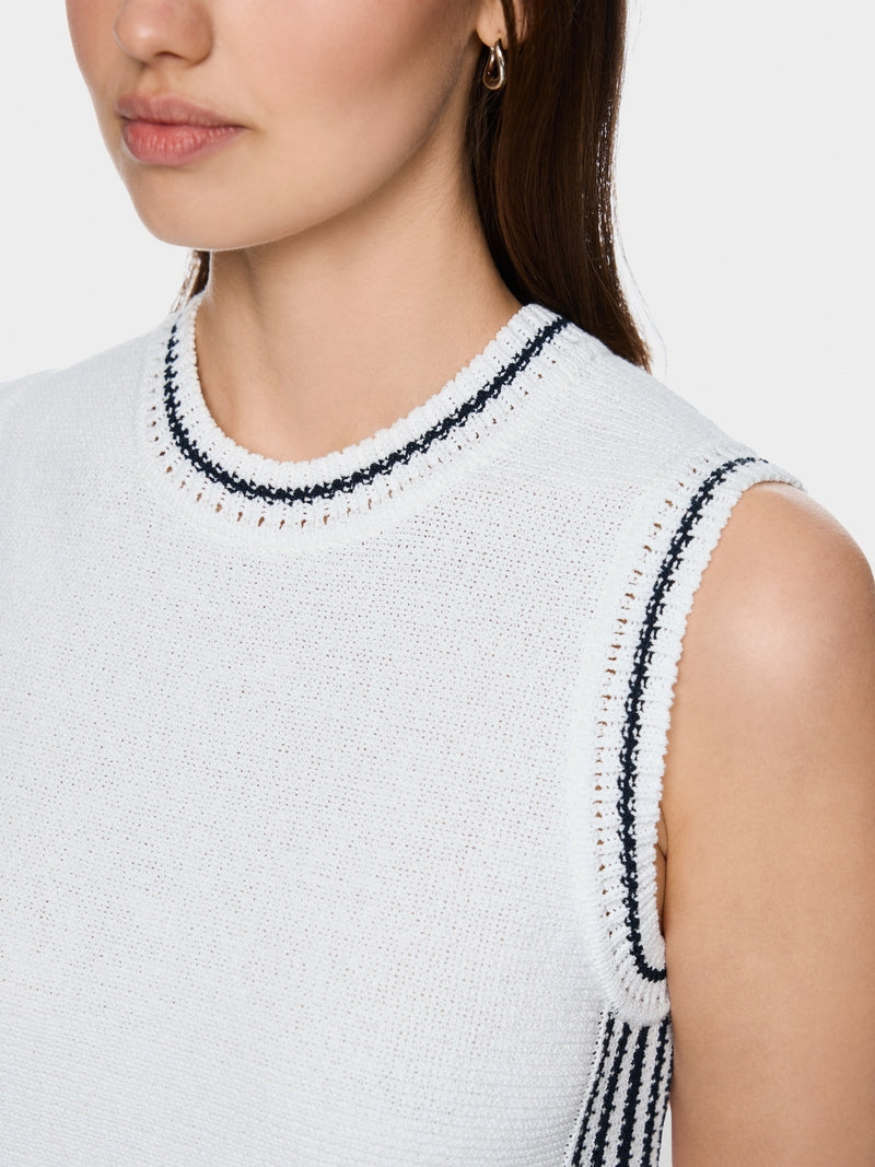 Marc Cain Sports White Sleeveless Mini Knit Dress AS21.33 M24