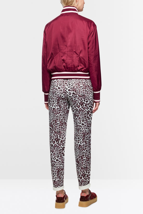 Marc Cain Sports Maroon and Leopard Print Reversible Bomber Jacket AS31.02 W06