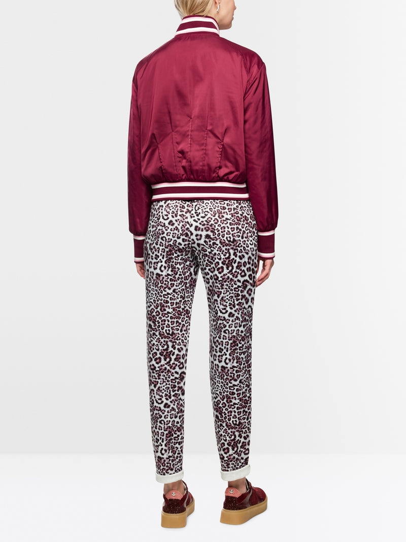 Marc Cain Sports Maroon and Leopard Print Reversible Bomber Jacket AS31.02 W06