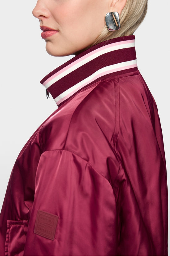 Marc Cain Sports Maroon and Leopard Print Reversible Bomber Jacket AS31.02 W06