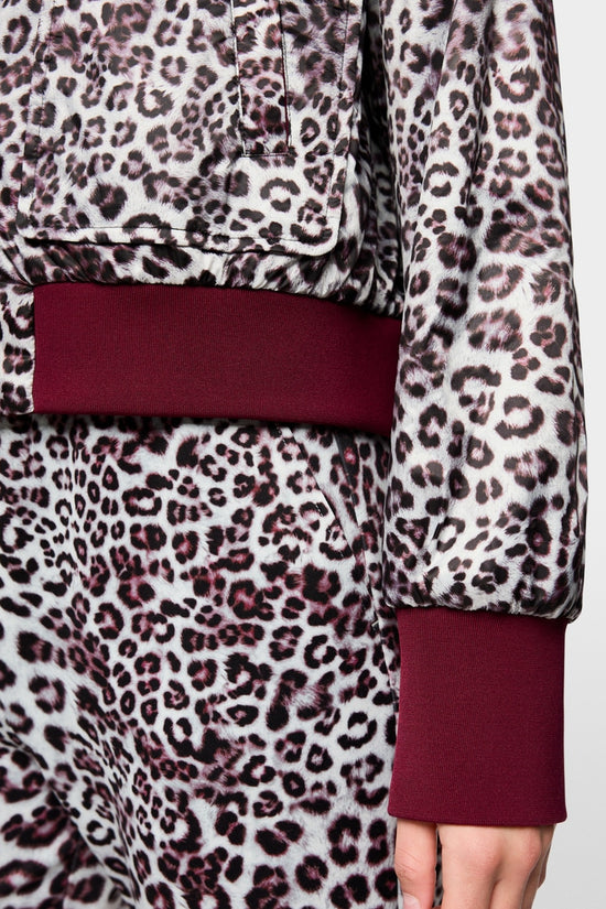 Marc Cain Sports Maroon and Leopard Print Reversible Bomber Jacket AS31.02 W06