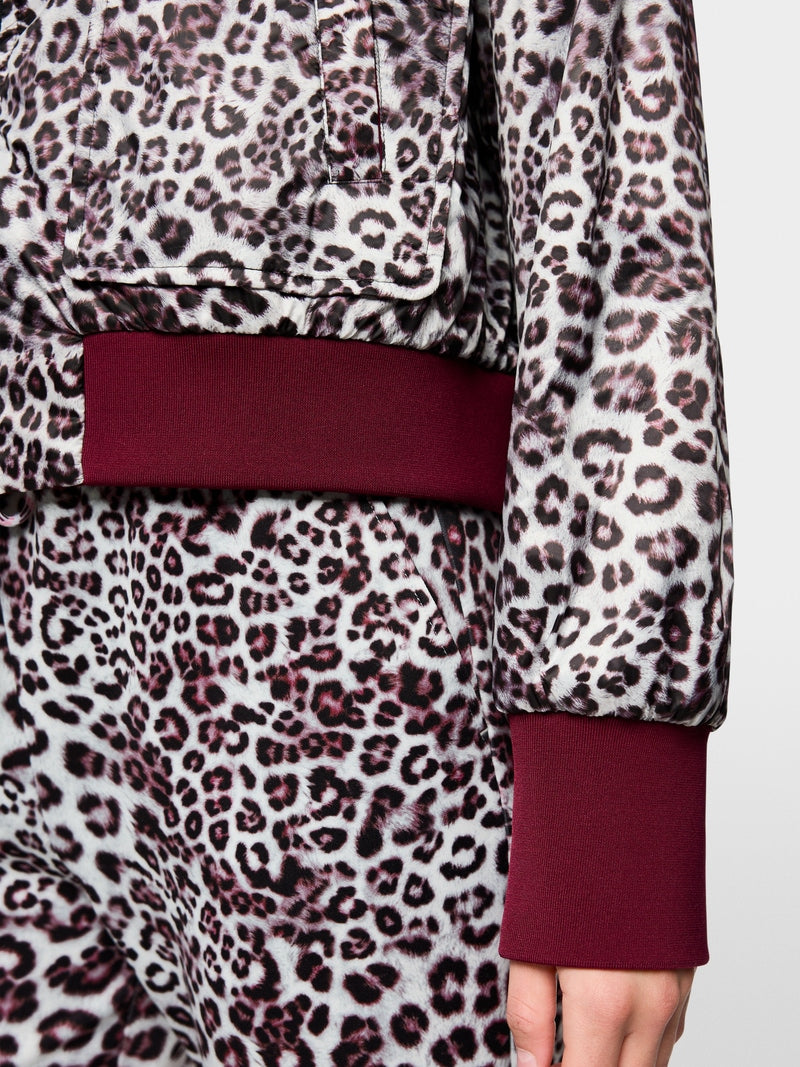 Marc Cain Sports Maroon and Leopard Print Reversible Bomber Jacket AS31.02 W06